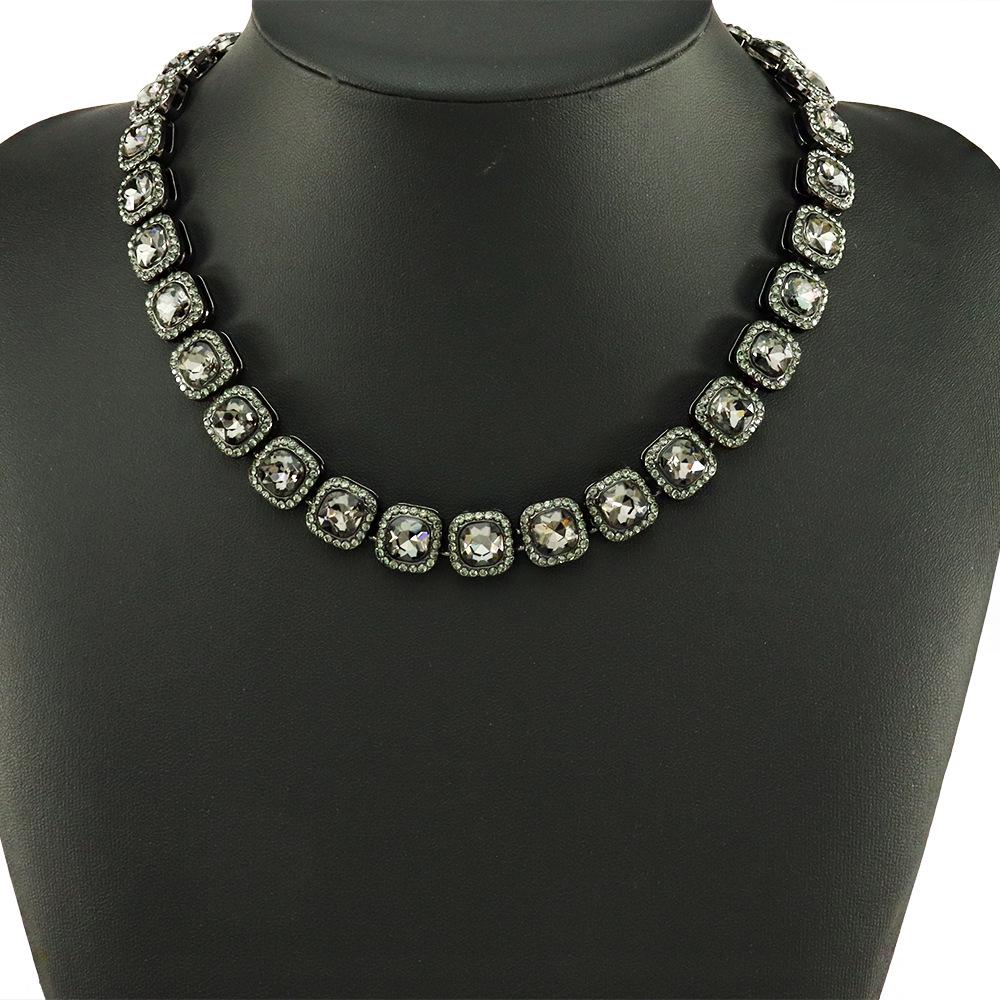 European and American Hip-Hop Black Diamond Iced Out Clavicle Chain Necklace - Cool Street Dance Motorcycle Choker Necklace