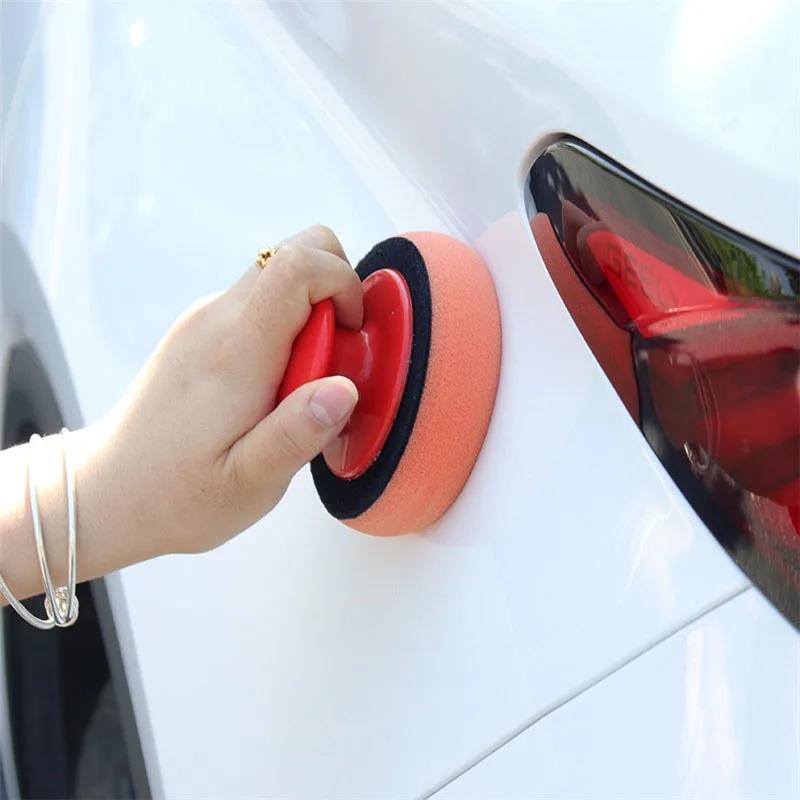 6pcs/set Car Wax Applicator Pads Set with Red Handle Soft Sponge Applicators Foam Wax Pad for Polishing and Cleaning Cars
