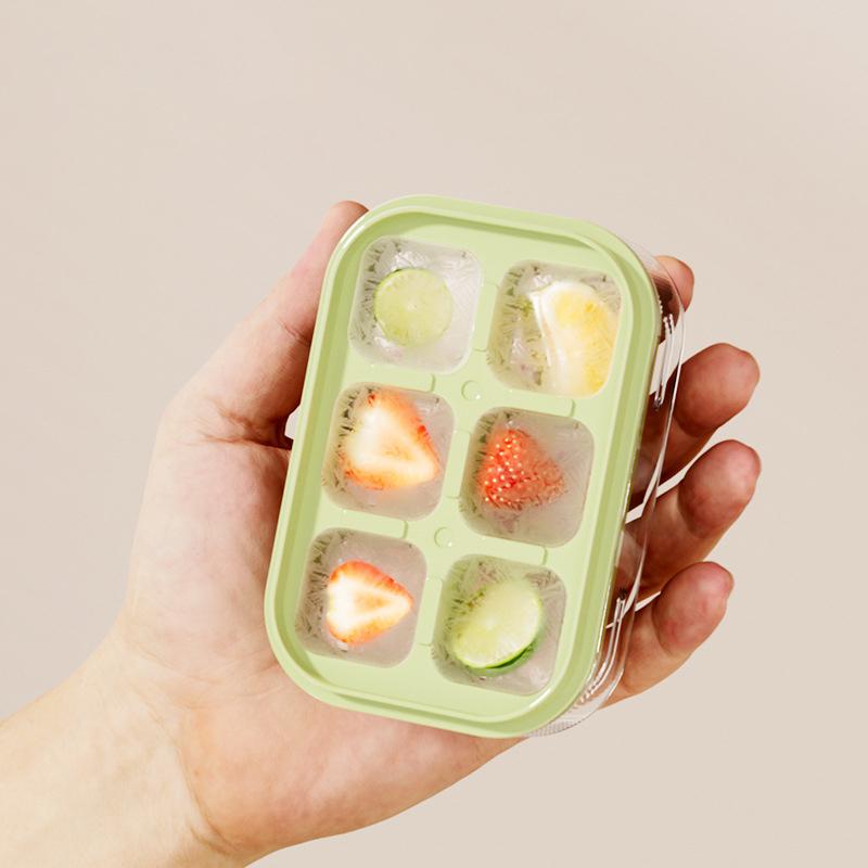 6 Grids Ice Cube Tray With Lid Mini Ice Cube Mold Easy-Release Ice Mould With Removeable Lid Ice Making Mold Diy Ice Cube Tray