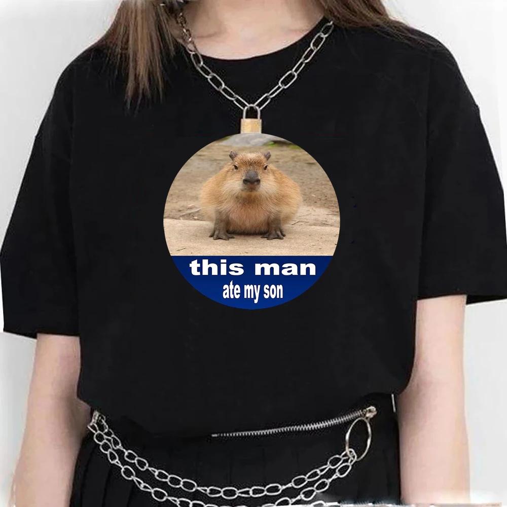 Cute Capybara Clothing T-Shirt Unisex Vintage Cartoon T Shirt FeUnisex Casual Anime Top Tees T Shirt Unisexga Unisex Graphic Tee Tops
