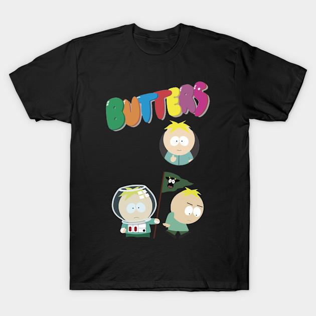 Asian Size Men Black Print T-shirt Butters Stotch | South Park No-Cut Heat Transfer Print Cotton Tshirt