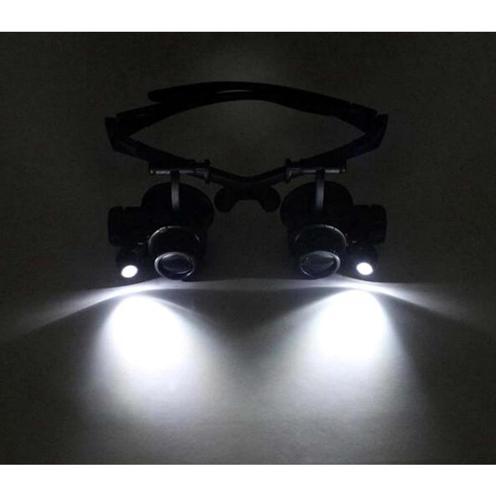 5x/15x/20x/25x binocular magnifying lens, wearable magnifying glass with LED light illumination, magnifying glass tool set.