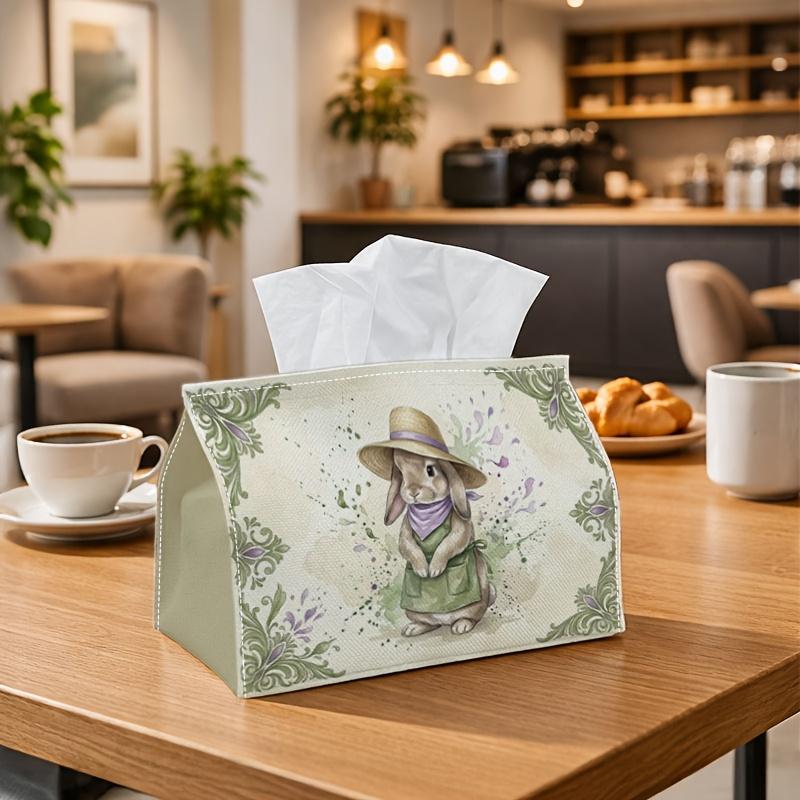 1pc Whimsical Storybook Tissue Box - Multi-functional Napkin Dispenser, Two Sizes Available Made of Durable Polyester, Decorated with Bunny Rabbit Apr
