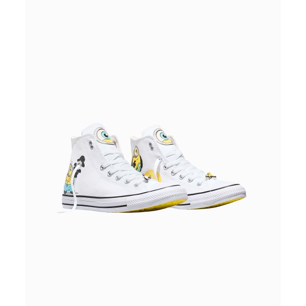 Кеды Minions x Converse Chuck Taylor All Star Hi Бело-желтые Унисекс A21403C