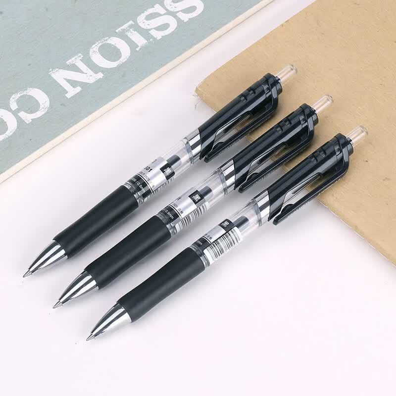 Deli 0.5mm Ret retractable Black Gel Pens (12-Pack)