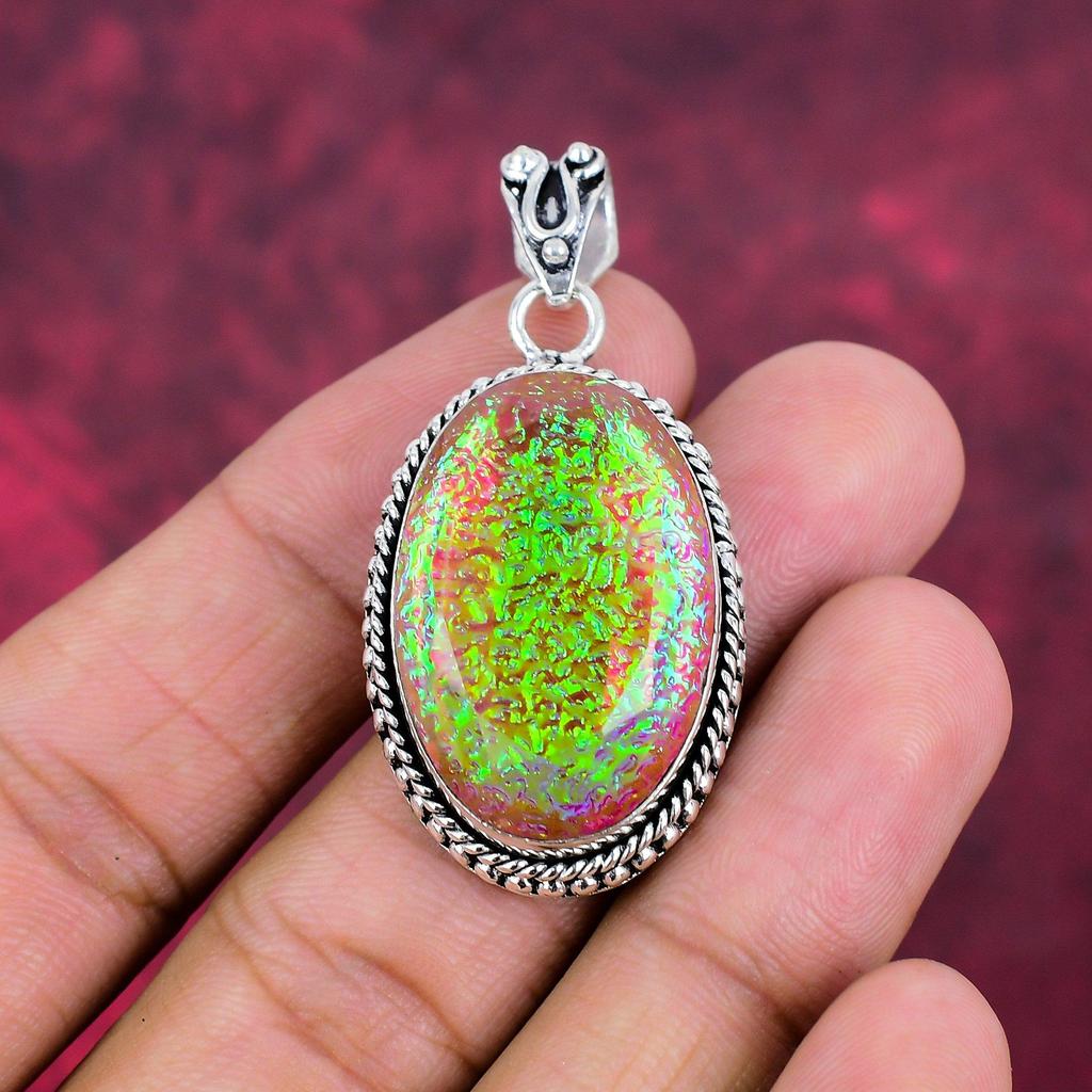 Подвеска с розовым тройным опалом, ювелирные изделия из цельного серебра 925 пробы с драгоценными камнями, подвеска ручной работы, на День благодарения