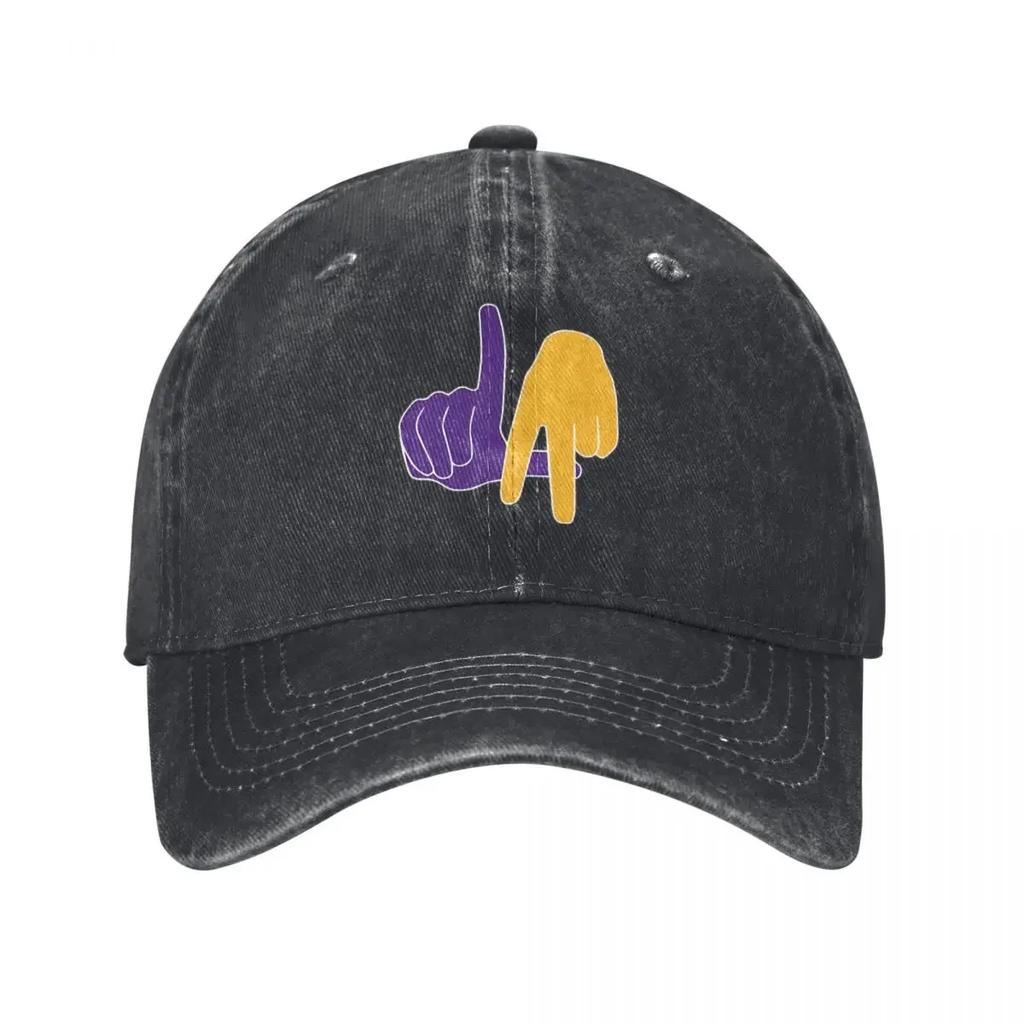 Кепка Бейсболка LA Lakers Знак Руки Мужская Женская Потертая Джинсовая Кепка Повседневная Летняя Кепка от Солнца