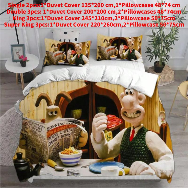 Постельное белье Wallace & Gromit с активной печатью для детей и взрослых, комплект покрывал