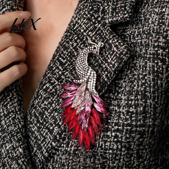 Sparkling Dress Brooch Rhinestone Peacock Brooch, Animal Jewelry Pin for Women, Brooches Vintage Clothes Decorative Accessory Wedding Parties
