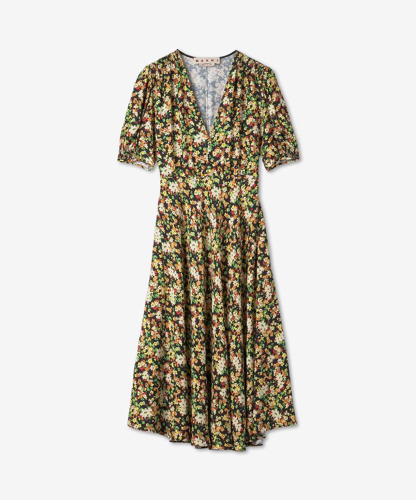 Marni Floral Print Dress - Black / Abma0921A1Utv922Lpn99