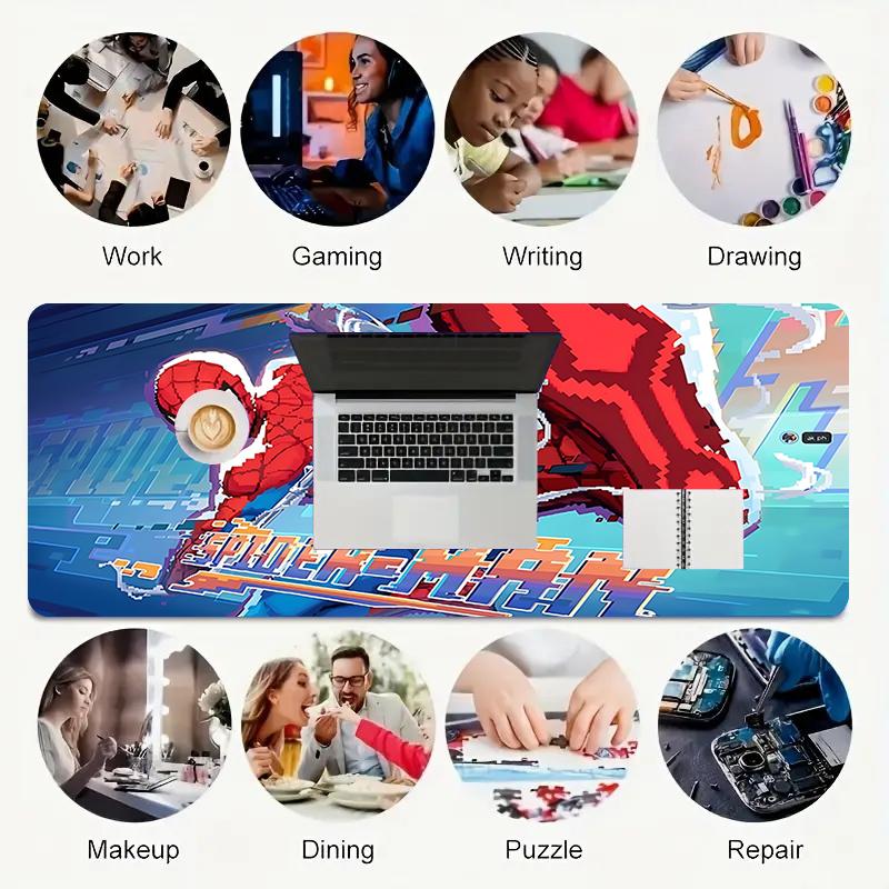 1Pc Spiderman City Hero Gaming Mouse Pad Keyboard Desk Mat Non-slip Rubber Lock Edge Waterproof Computer Mousepad for Office Home Decor Y1698