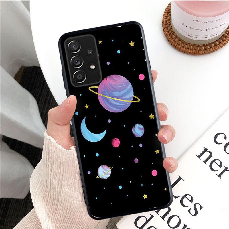 Чехол для телефона «Луна-космонавт» для Samsung Galaxy A35 A55 A54 A15 A25 A05s A05 A22 A24 A52 A33 A34 M34 M14 M54 M23