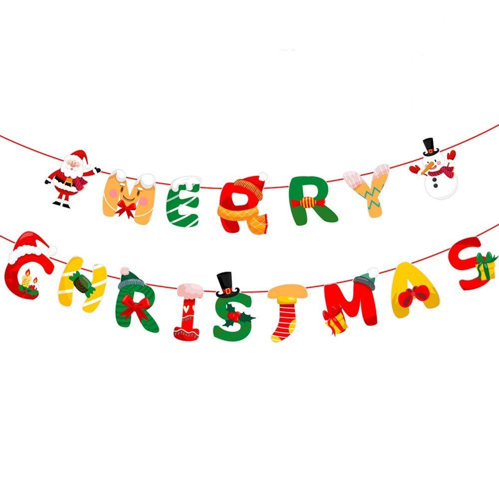 Pull Flag For Hanging Xmas for Home Christmas Ornament Garlands Flag Banner Christmas Decorations