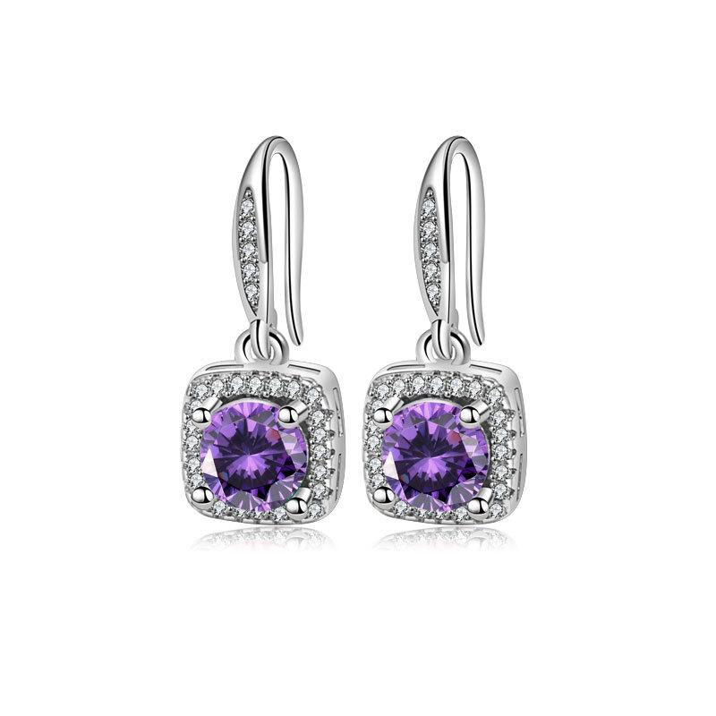 Elegant 1 Carat Square Stud Earrings For Women Fashionable Bezel Set Ear Jewelry Chic And Delicate Accessories