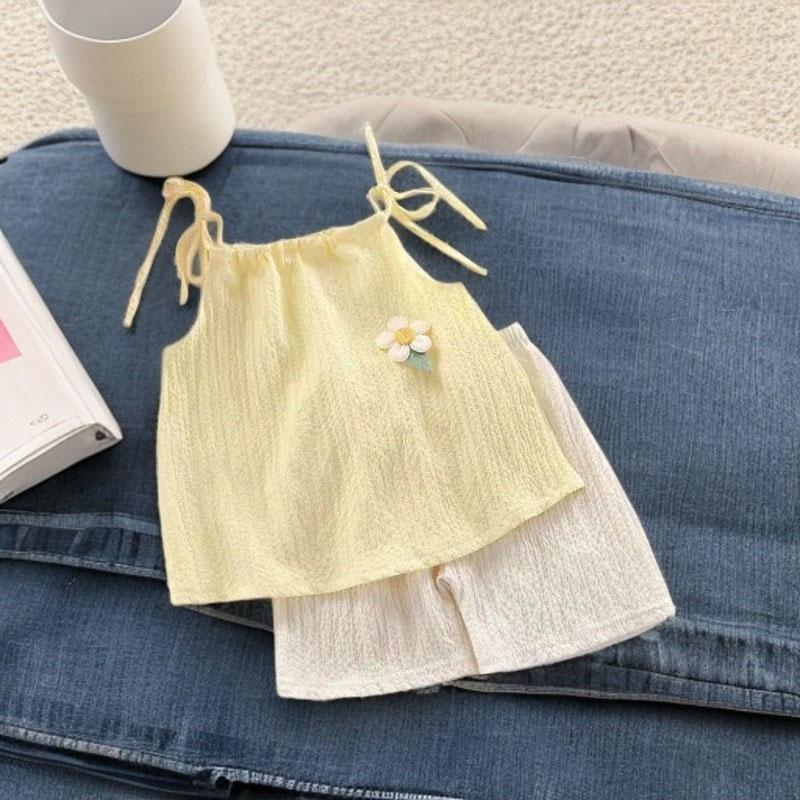 Girl Set Summer New Korean Fashionable Floral Vest+Shorts Daily Wear Two-piece Suits Kids Clothes Kids Outfit Children Clothing