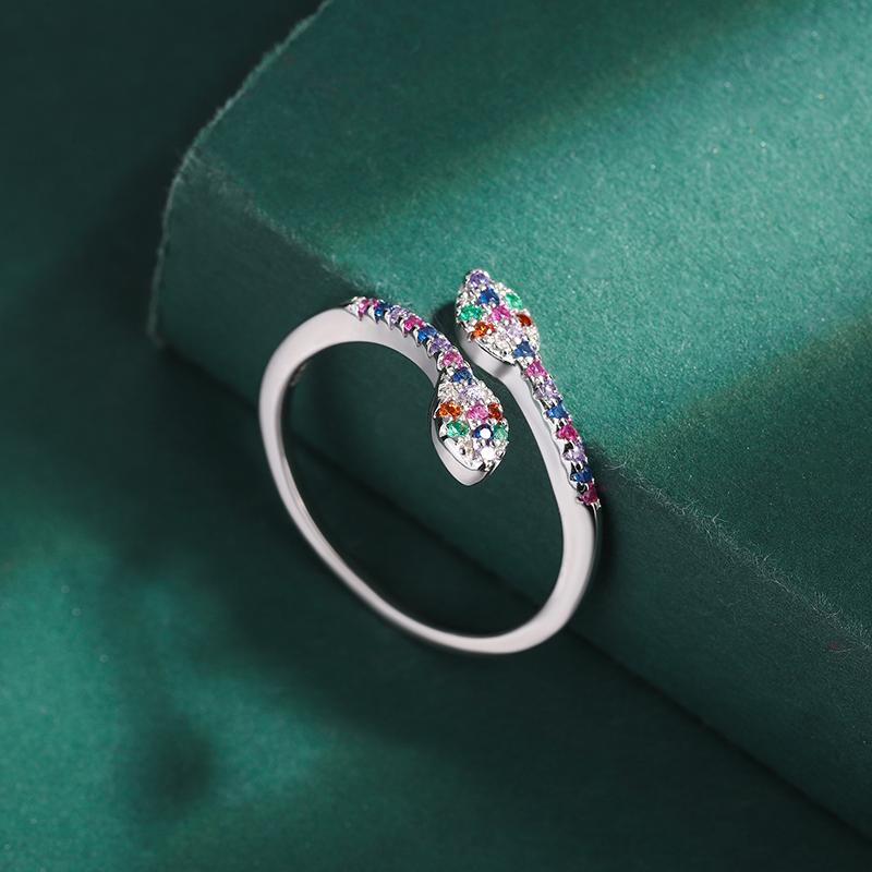 Креативное серебряное кольцо в форме змеи S925 для женщин, послушное цветное кольцо с цирконом, ювелирные изделия, подарок на годовщину, ювелирные изделия из стерлингового серебра, украшения для вечеринок