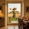 Autumnal Home Embellishment Scarecrow Window Stickers with Realistic Maple Leaf, Pastoral Decals, Waterproof Holiday Party Ornament PVC Static Clings