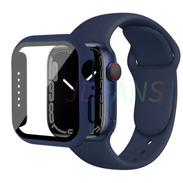 Стекло+корпус+ремешок для Apple Watch Band 42 мм 44 мм 41 мм 40 мм 38 мм 45 мм 49 мм Защитные пленки для Apple IWatch Series 8 7 6 SE 5 4