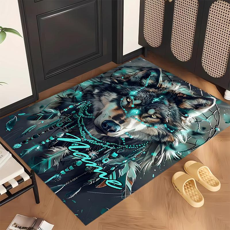Fierce wolf (1) Personalized name Office Carpet Stylish Decor for Living Room Bedroom Kitchen