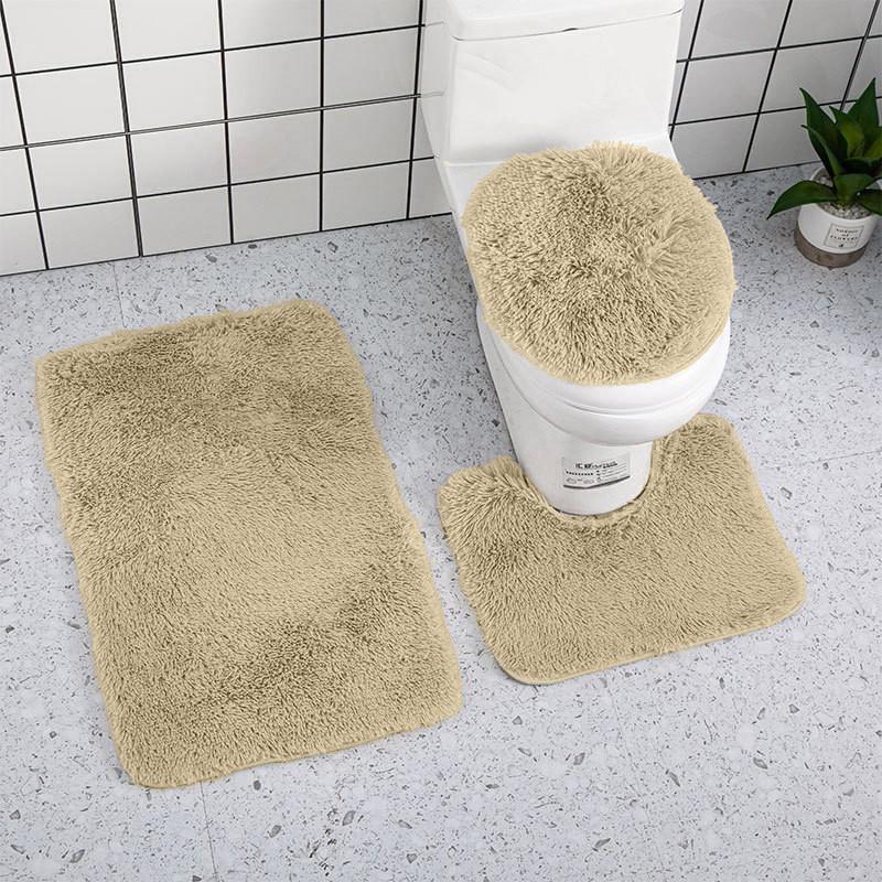 Набор из 3 предметов для ванной комнаты, коврик для крышки унитаза, однотонные однотонные коврики для ванной