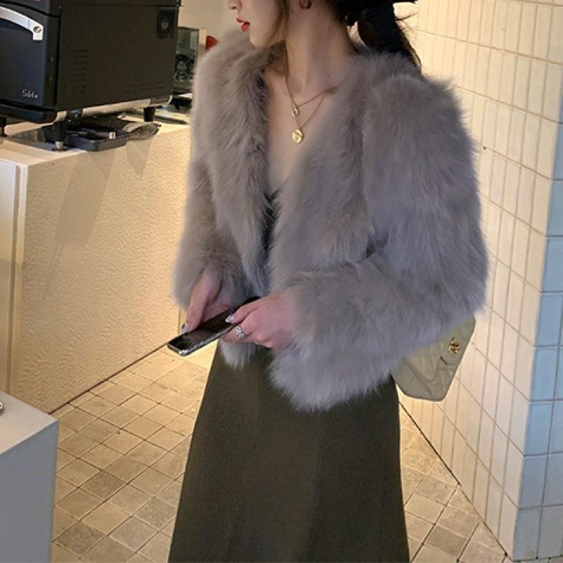 Осенью и зимой новая мода искусственный мех лисы сетка красный молодой мех женский зимний короткий мех короткий мех короткое пальто