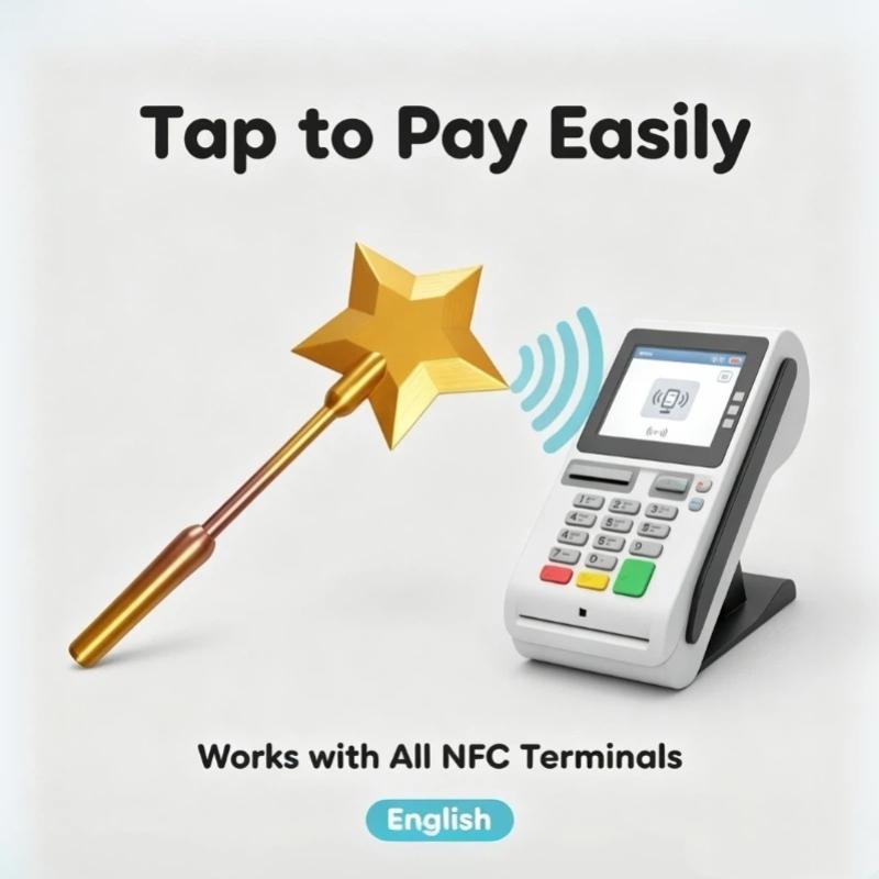3D Printed Star Wand Tap To Pay Star Magic Wand Credit Card Holder Tap-To-Pay Credit Card Portable Wand Credit Card Payment Wand