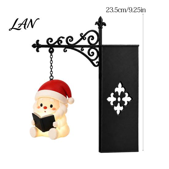 Reading Nook Ambience Light Christmas Vintage Bookshelf Lantern Lamp, Light-up Santa Claus Snowman Reindeer Bookcase Lighting Decor, Hanging