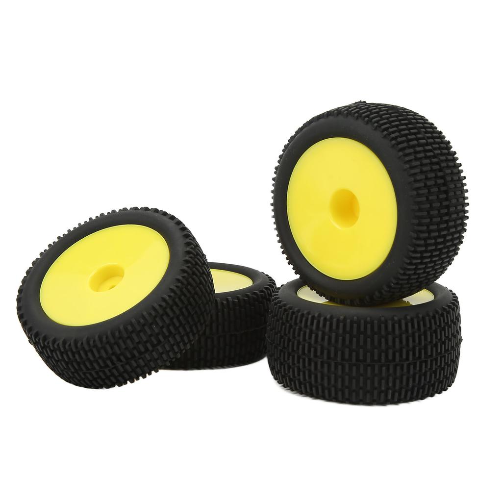 4Pcs RC Rubber Tires Flexible Stable Dense Texture RC Wheel Tires Tyre for 1/10 Off Road Vehicles Yellow