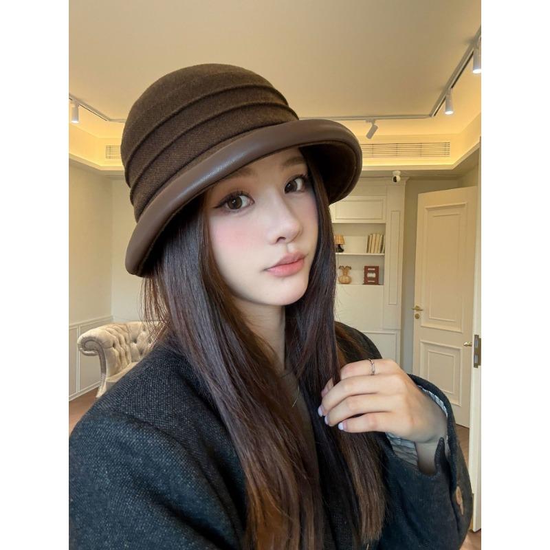 Women S Vintage Versatile Solid Color Bucket Hat For Fall Winter Slim Face Look