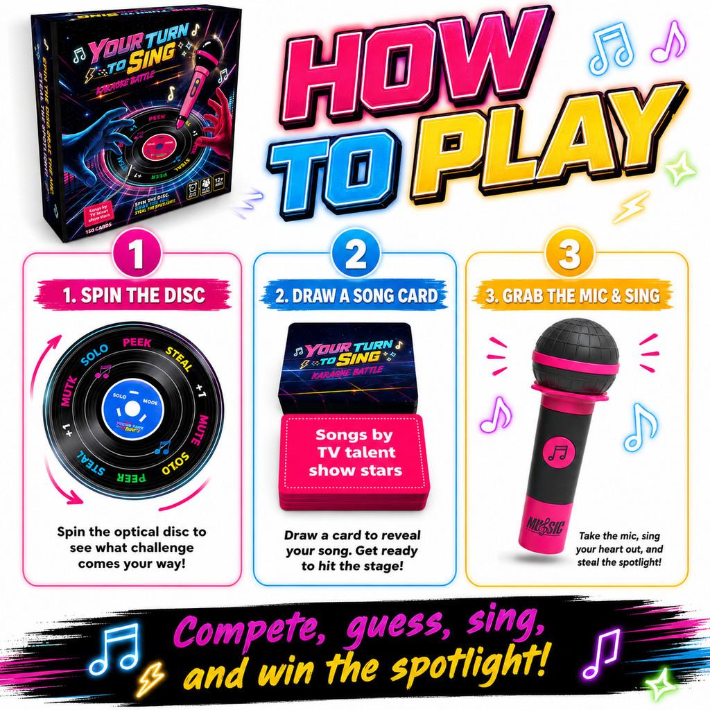 Игровой набор Grabthemic Battle Karaoke с интерактивным микрофоном для веселой вечеринки
