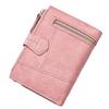 Women Wallet PU Leather Short Small Size Multiple Slots Card Holder Coin Purse for Daily Life Pink