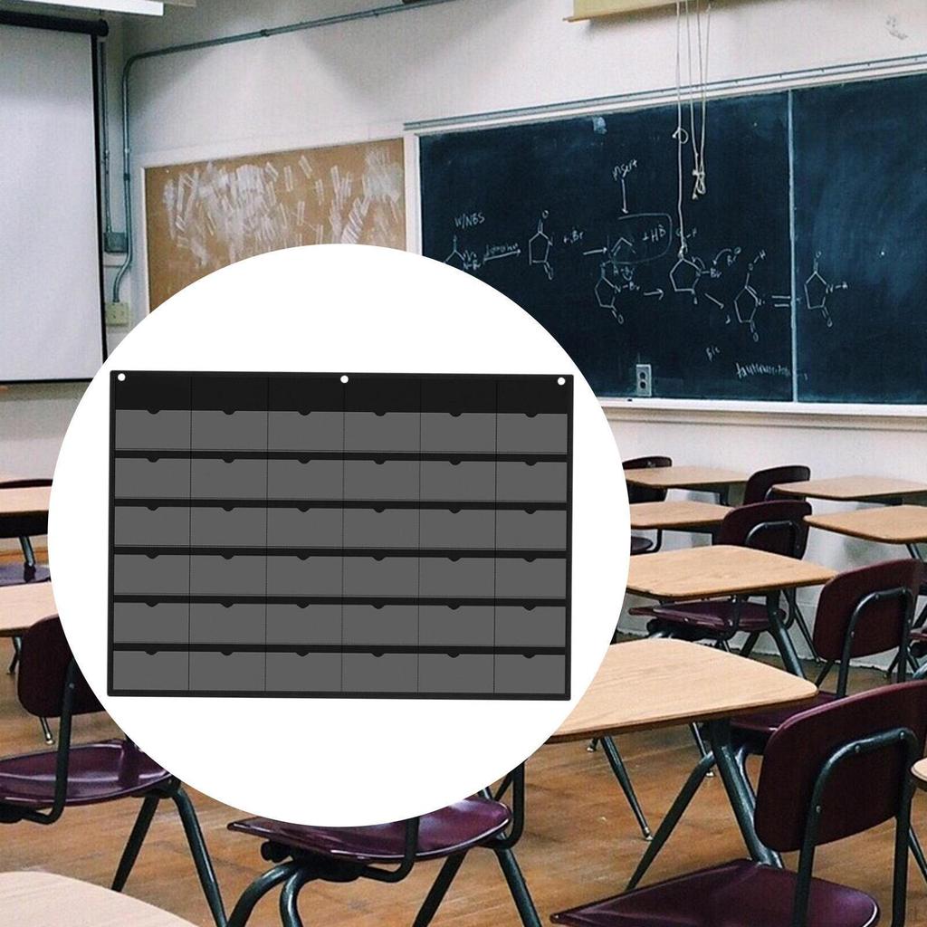 Pocket Chart Hanging 36 Card Slots Oxford Cloth Calculator Holder Storage Organizer for Classroom