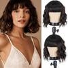 MISS WIG Женская мода Короткий волнистый парик с челкой Синтетическое волокно Чистый белый волнистый парик Косплей Одежда для вечеринок на Хэллоуин
