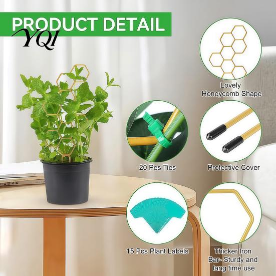 Metal Plant Trellis for Climbing Plants Honeycomb Potted Plants, 13.8" Small Support Modern Desk Indoor Hoya Pothos Ivy And Houseplants, Decorative
