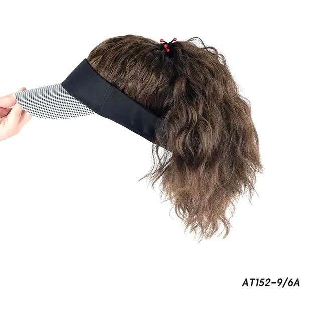 Шляпа парик с синтетическими волосами, летняя шляпа от солнца, бейсболка, короткие волнистые вьющиеся волосы для женщин, мода