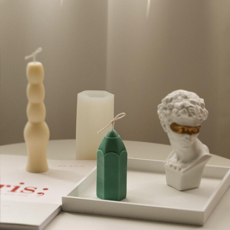 3D карандаш в форме силиконовой свечи DIY цилиндрическая ароматерапевтическая свеча мыло гипсовая смола ручное изготовление свечей ручная форма