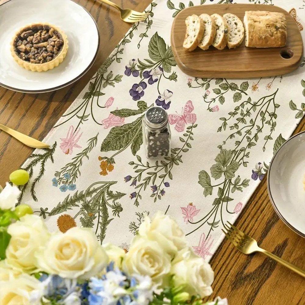 Floral Pattern Table Runner Linen Tea Table Decorative Cloth Fashion Flower Table Cloth