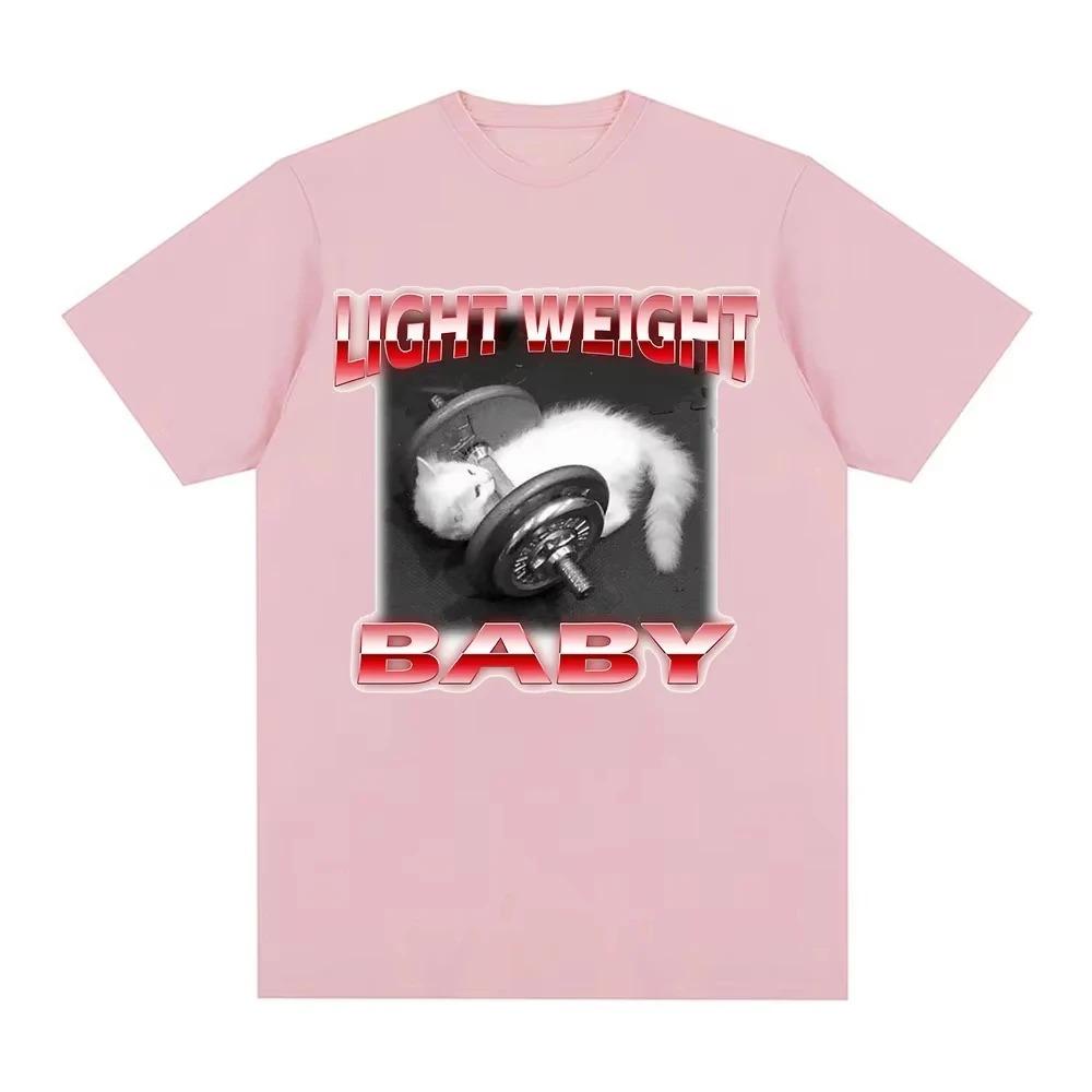 Fun Cute Cat Dumbbell Graphic Crew Neck TShirt Leisure Short Sleeve Fashion Summer Tee for Comfortable Women And Men Tshirts