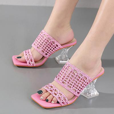 Liyke с квадратным носком, странные прозрачные сетчатые тапочки на каблуке, летние модные шлепанцы без шнуровки, женские туфли без каблуков, обувь для вечеринок, сандалии