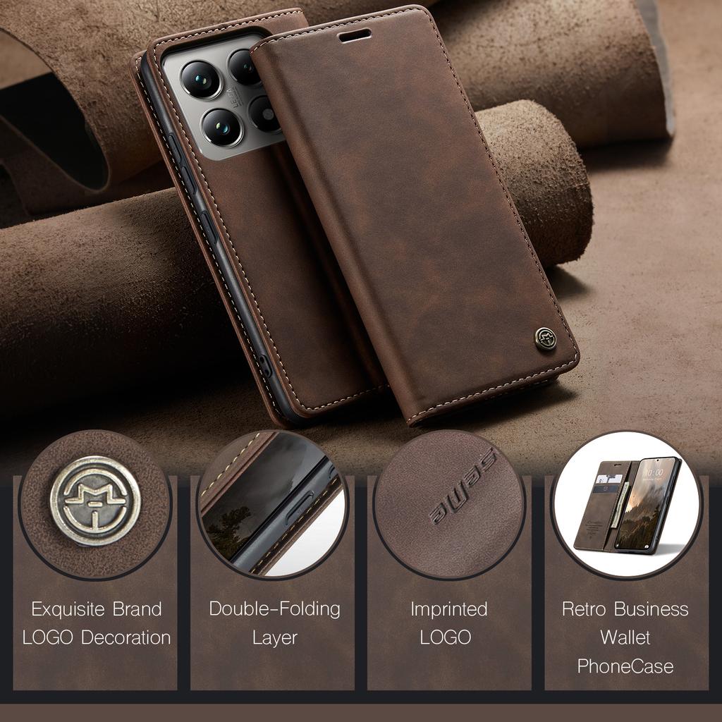 Для Xiaomi 14T Pro Чехол CASEME Серия 013 Держатель для карт Подставка Кожаный чехол для телефона