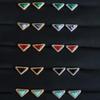 Qixi Gift: Colorful Natural Stone Triangle Earrings with Luxury White Mother-of-Pearl Design for Women