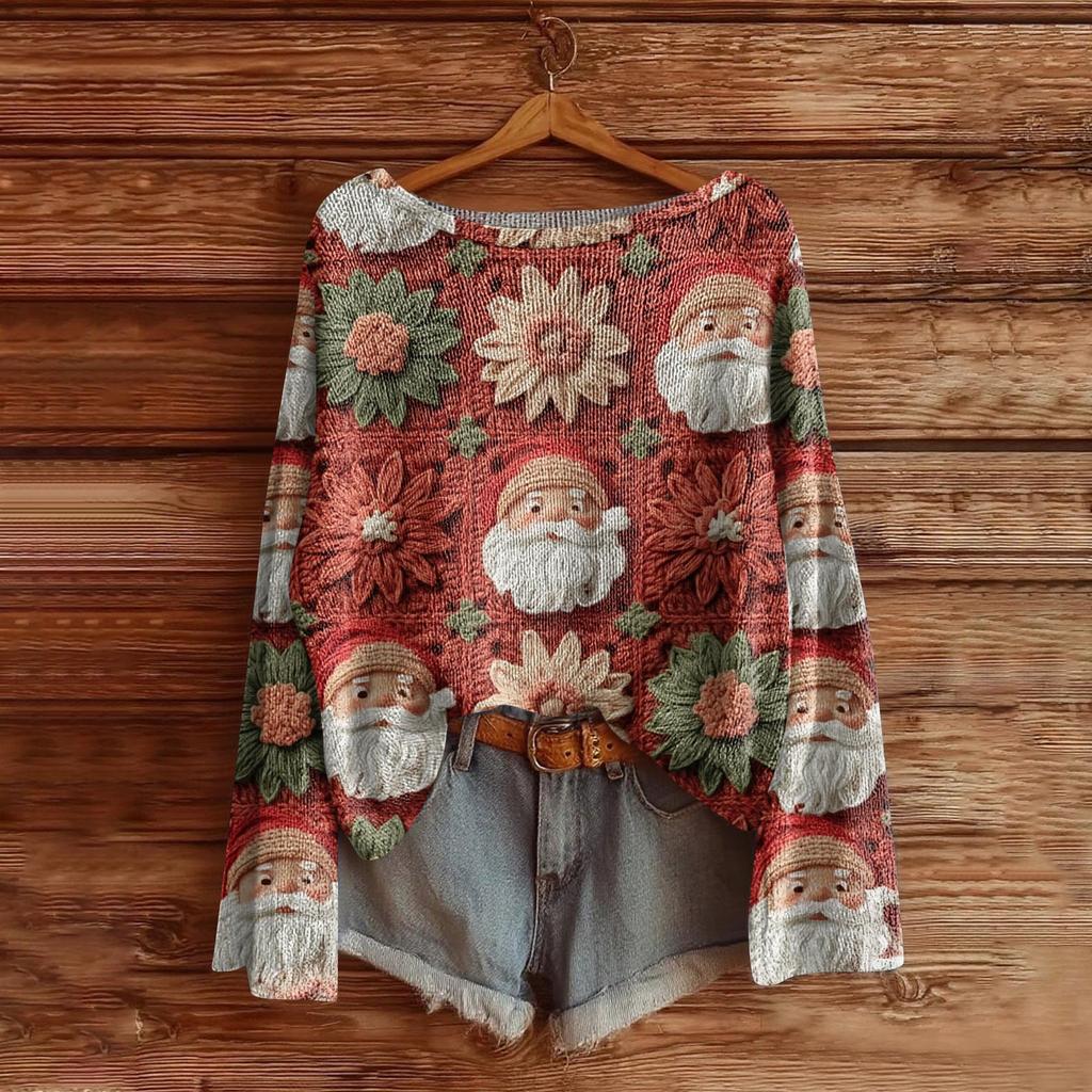 Women's Fashion Long Sleeve Christmas Snowman Snowflake Print Jacket Cardigan