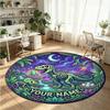 Wild Animals (257) Theme Round Crystal Velvet Rug Custom Name Text Personalized Floor Mat Home Decor Non Slip Crystal Carpet