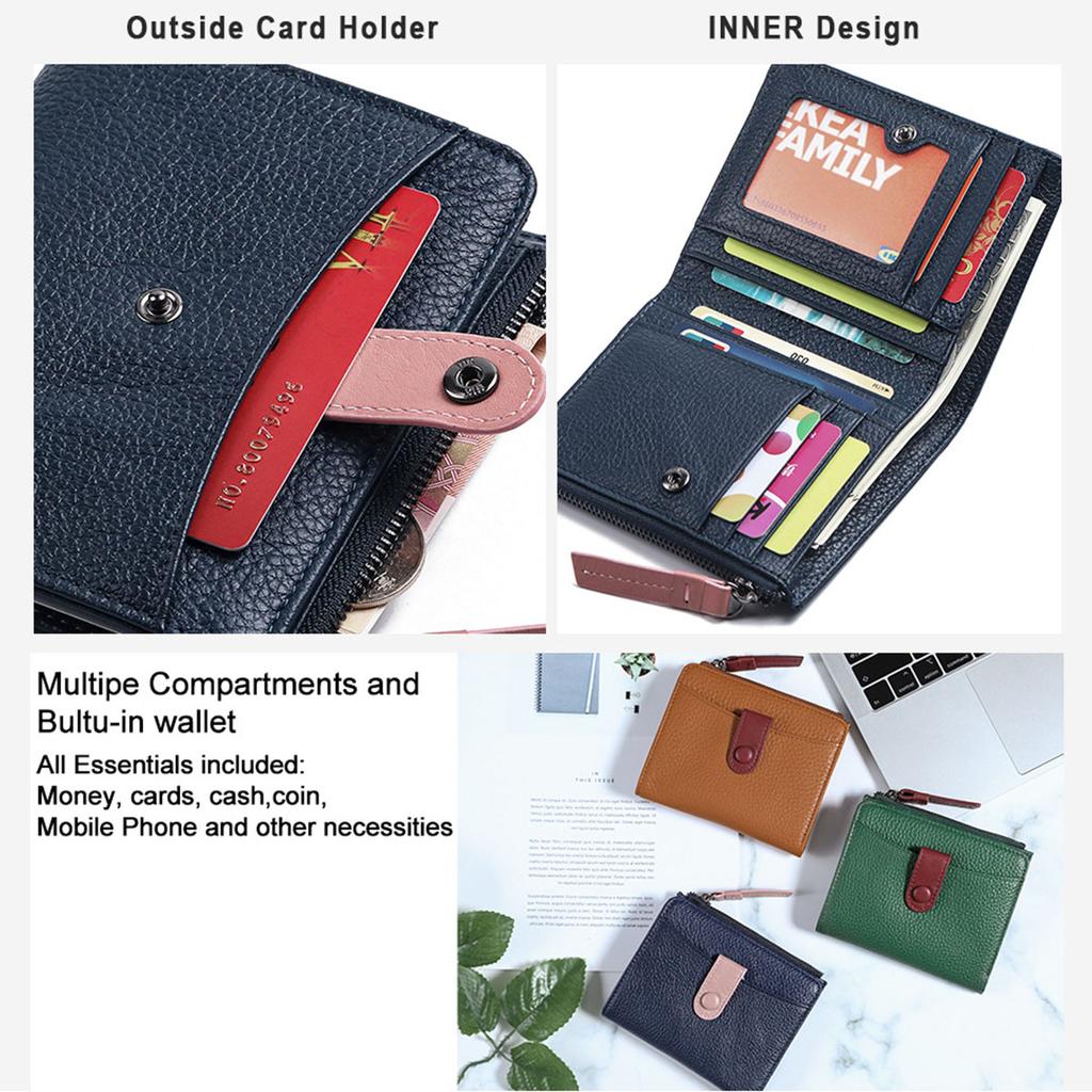 Женский кошелек из натуральной кожи с коротким абзацем, модный новый первый слой из воловьей кожи, сумка для карт, женский маленький кошелек на молнии