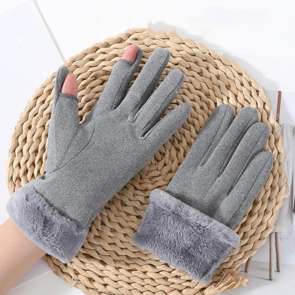 Мягкие перчатки-митенки с откидным верхом на 2 пальца, из полар-флиса, плюшевые, утолщенные, женские, противохолодовые, для улицы