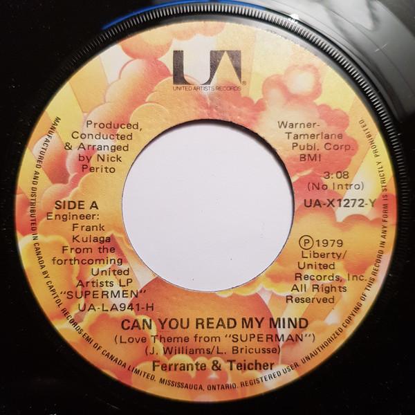 7inch Record FERRANTE & TEICHER - Can You Read My Mind (Love Theme Fr UAX1272Y United Artists Canada Pop Used