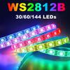 WS2812B 5050 RGBIC Smart LED Strip WS2812 Individually Addressable IC 30/60/144Pixels/Leds/m Light DC5V Black White IP30/65/67