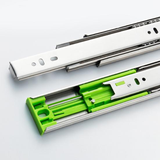 2 шт. Направляющие для ящиков из нержавеющей стали, 3-секционные, с плавным закрыванием, шарикоподшипниковые, для бокового монтажа сзади, полного выдвижения