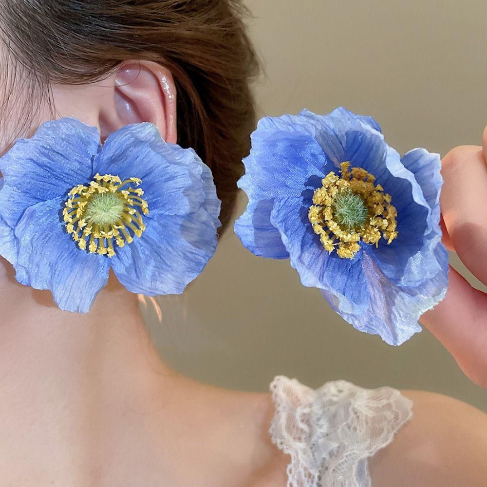 Элегантные серьги-цветы, преувеличенные крупные женские украшения, новые серьги-гвоздики в виде лепестков для женщин/девочек