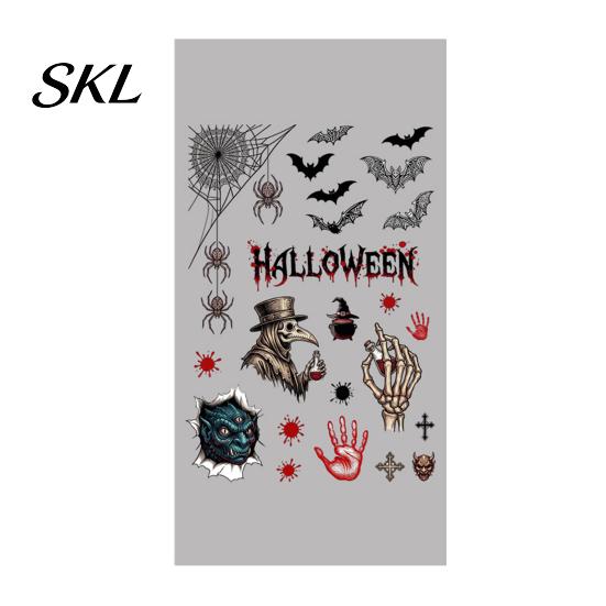 And Skull Cling Halloween Electrostatic Glass Stickers, Demon Blood Handprints Bats Scary Window Outline Decal Clings, Spooky Stickers for Doors